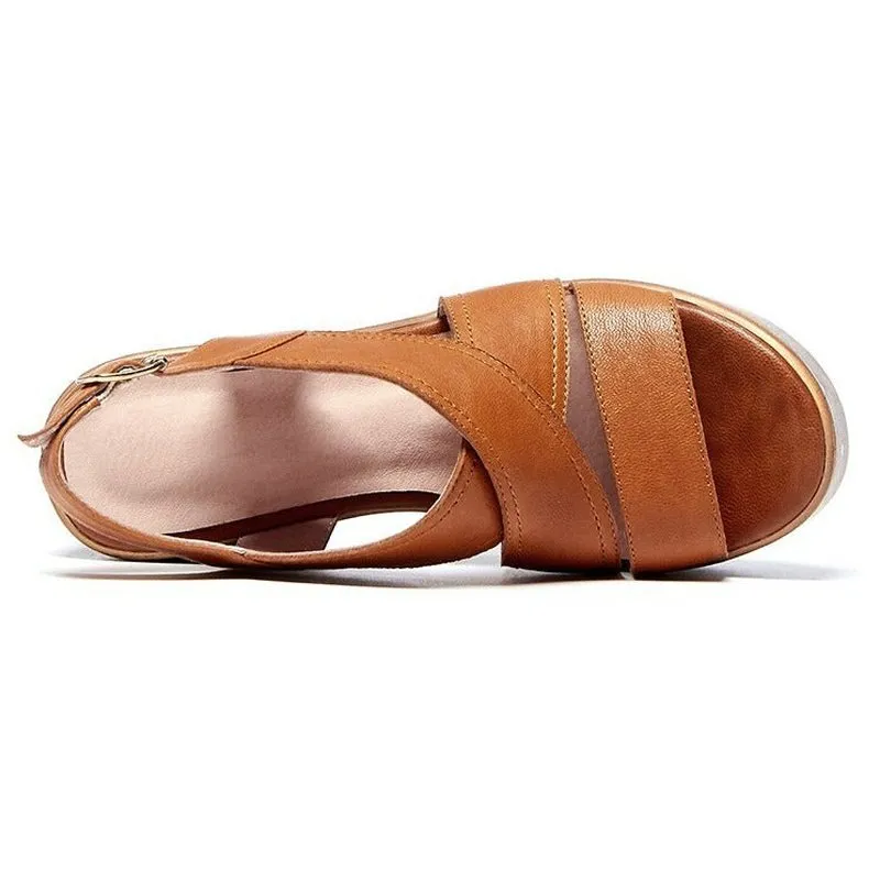 70s Cowhide Height-Lifting Strappy Platform Sandals