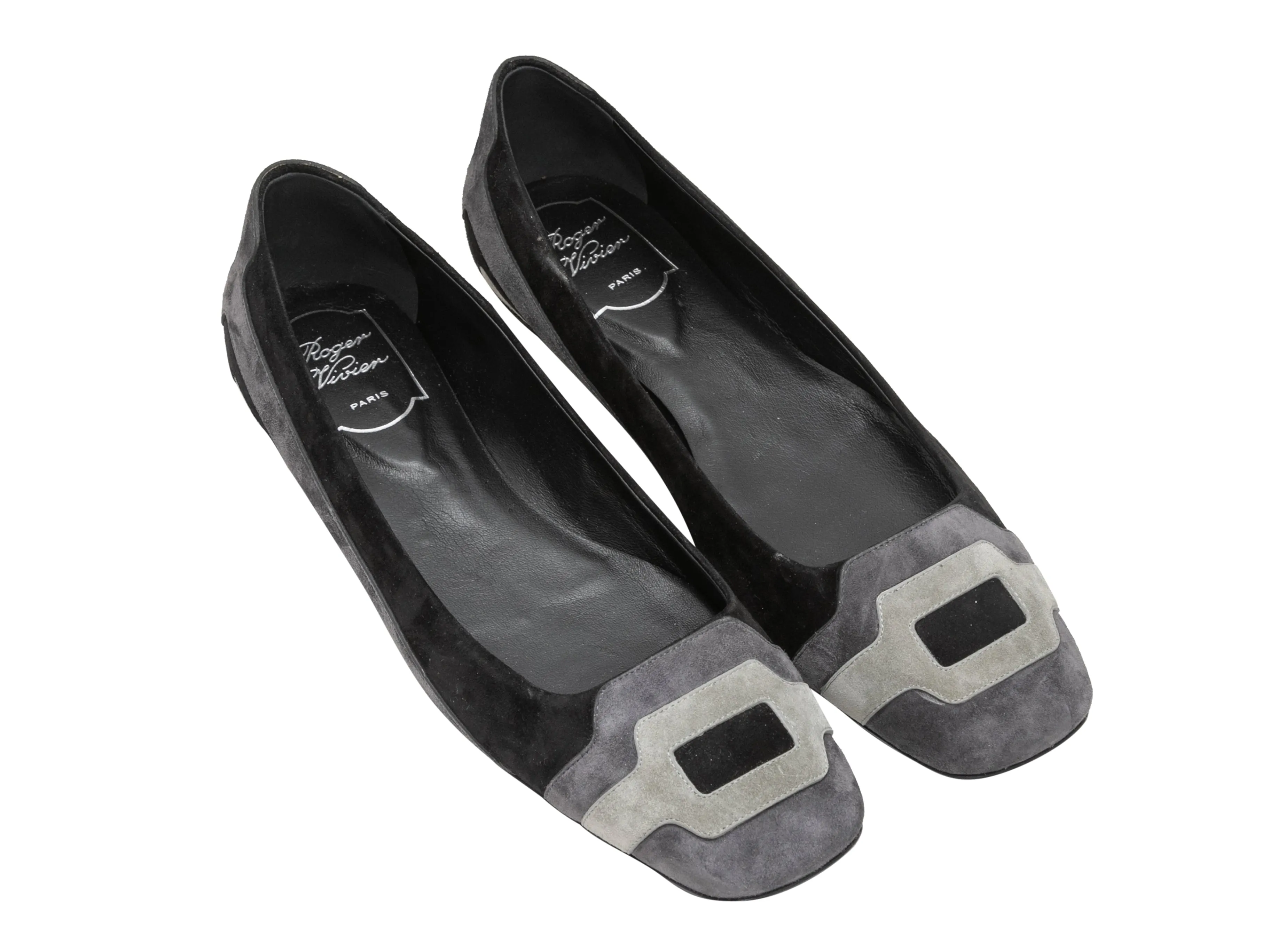Black & Grey Roger Vivier Suede Ballet Flats Size 39