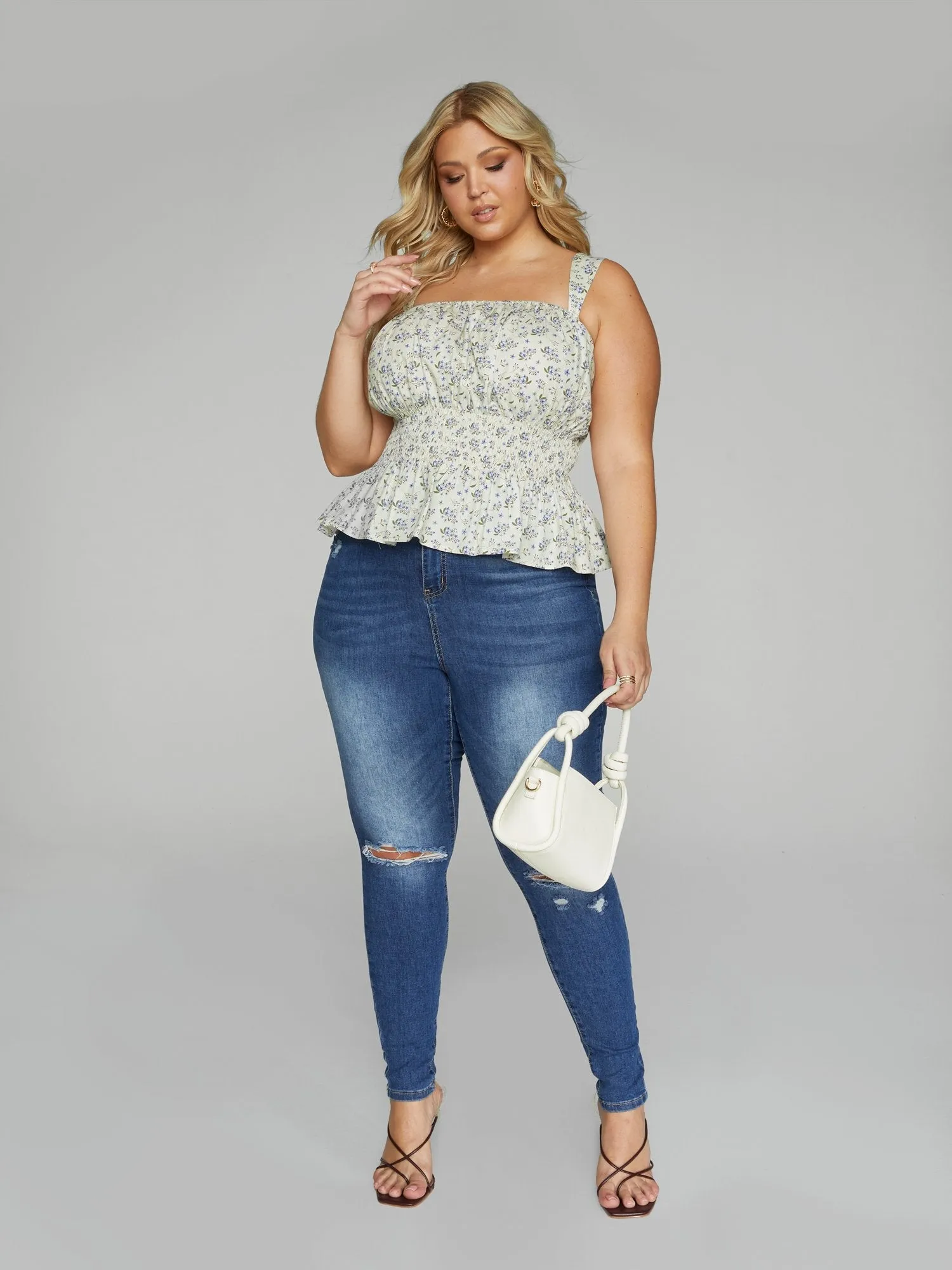 Fashion To Figure - Tierra Floral Print Peplum Top