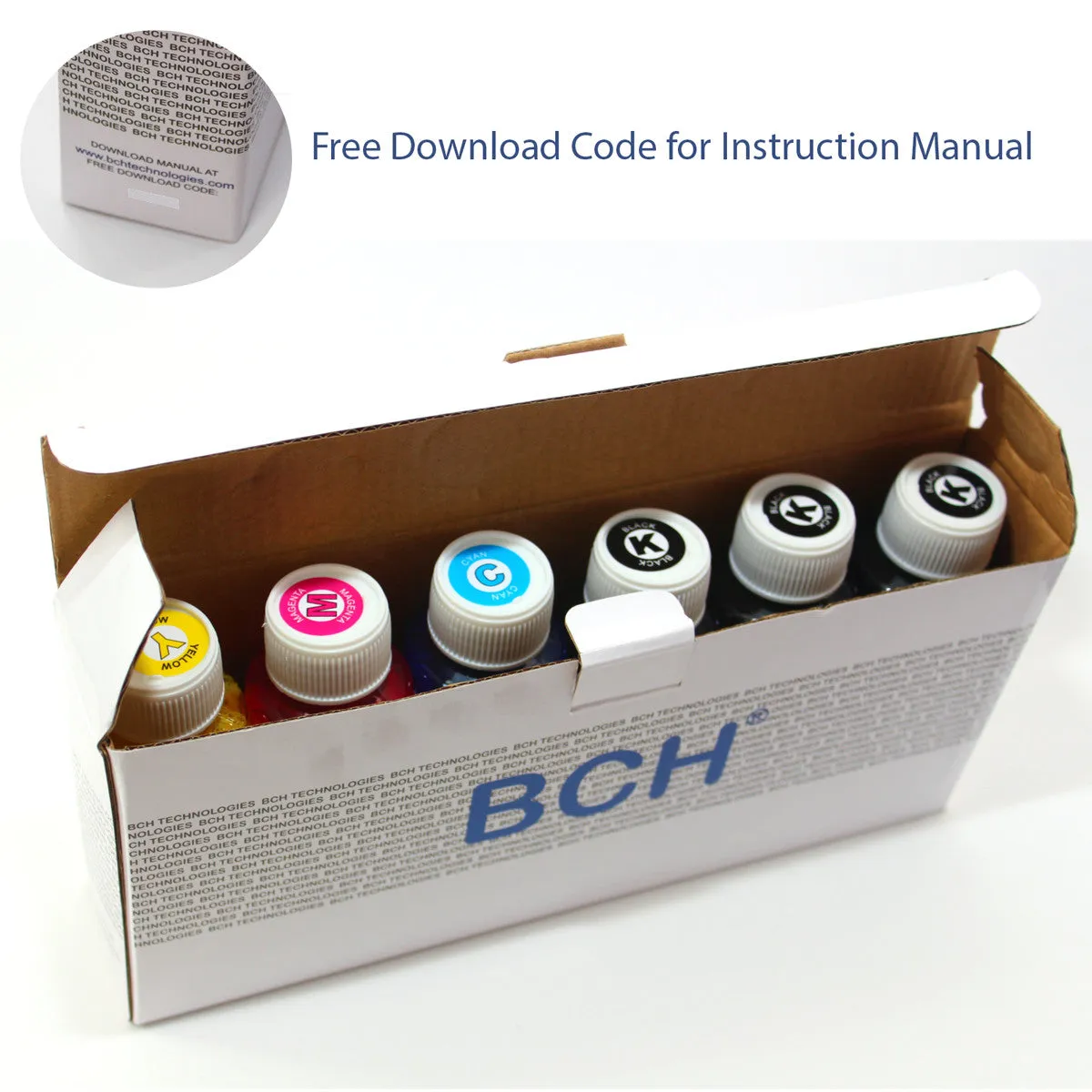 Premium HUVR Dye Ink - 100 mlx 6 Four-Color Ink for HP