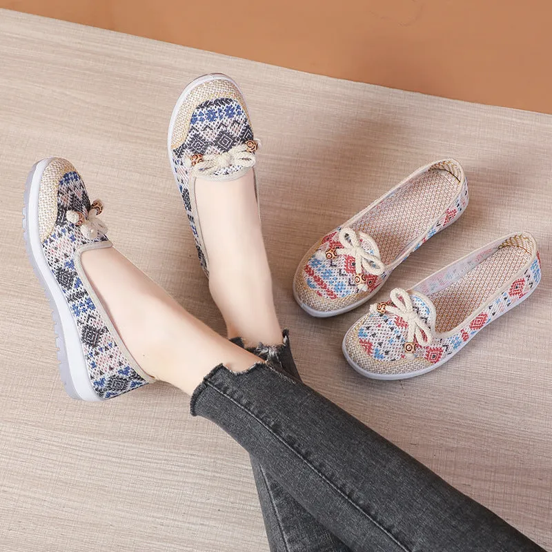 Vanccy Weaving Breathable Loafers  Comfortable Walking Casual Flats Shoes WF03