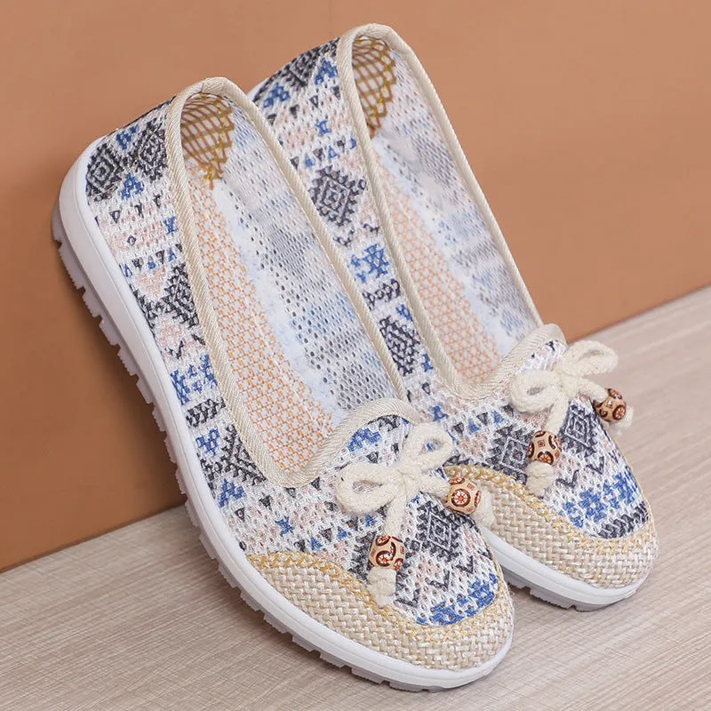 Vanccy Weaving Breathable Loafers  Comfortable Walking Casual Flats Shoes WF03