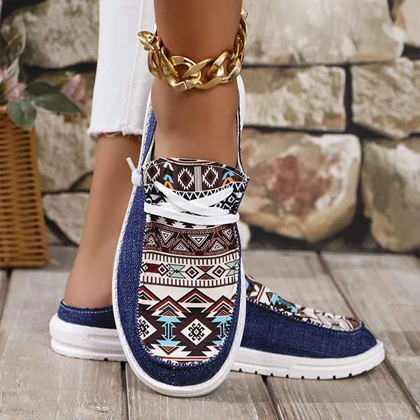 Women's Color Block Lace-Up Flat Slippers 37978315C